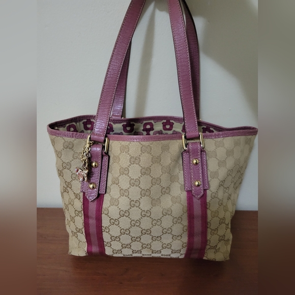 Gucci Handbags - Gucci GG Canvas Medium Jolicoeur Pink/Beige Tote